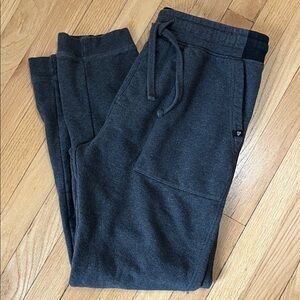 Pact Organic Women's Gray Black Drawstring Waistband Jogger Sweatpants Medium